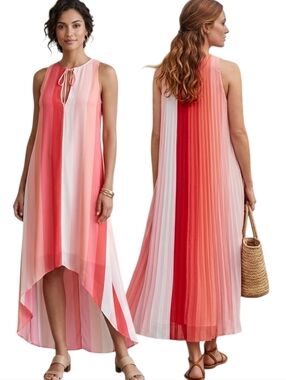 BUDDY LOVE "Campbell" High Low Peach Coral Striped Dress - Size S